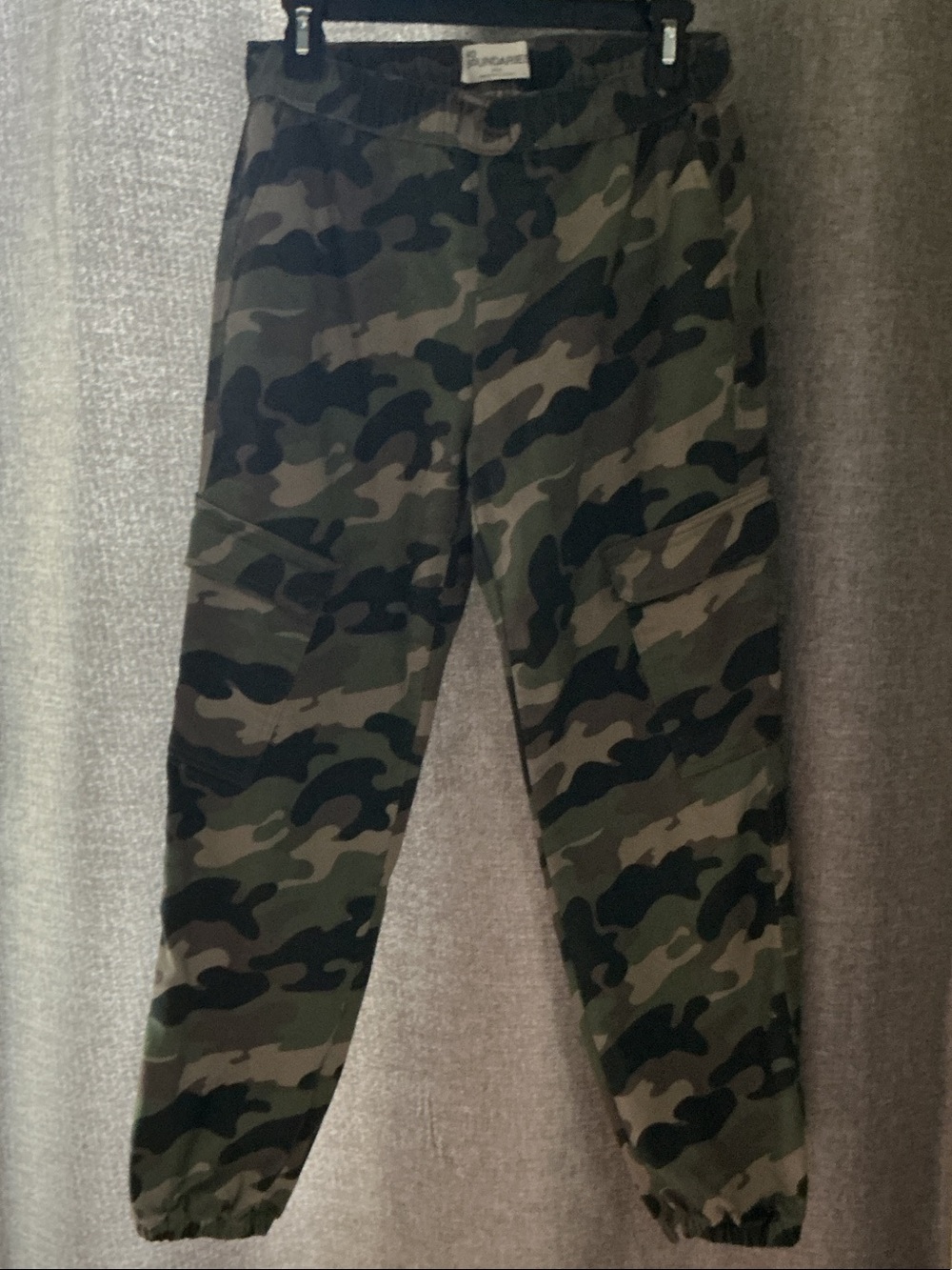 No Boundaries Olive & Black Camo Wide Leg Cargo Joggers